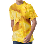 Yellow Pineapple Pieces Print Men's Velvet T-Shirt