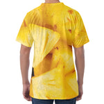 Yellow Pineapple Pieces Print Men's Velvet T-Shirt