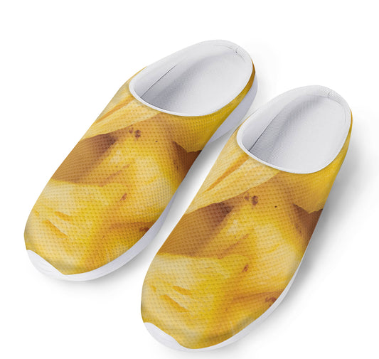Yellow Pineapple Pieces Print Mesh Casual Shoes
