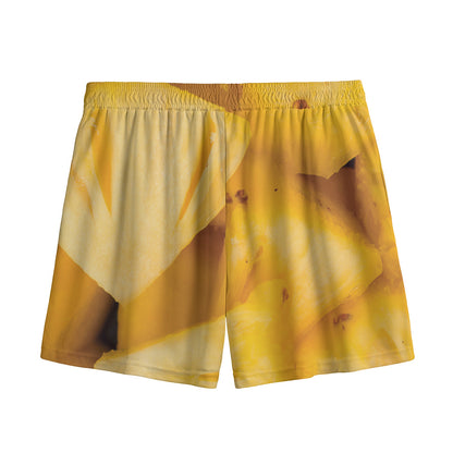 Yellow Pineapple Pieces Print Mesh Shorts