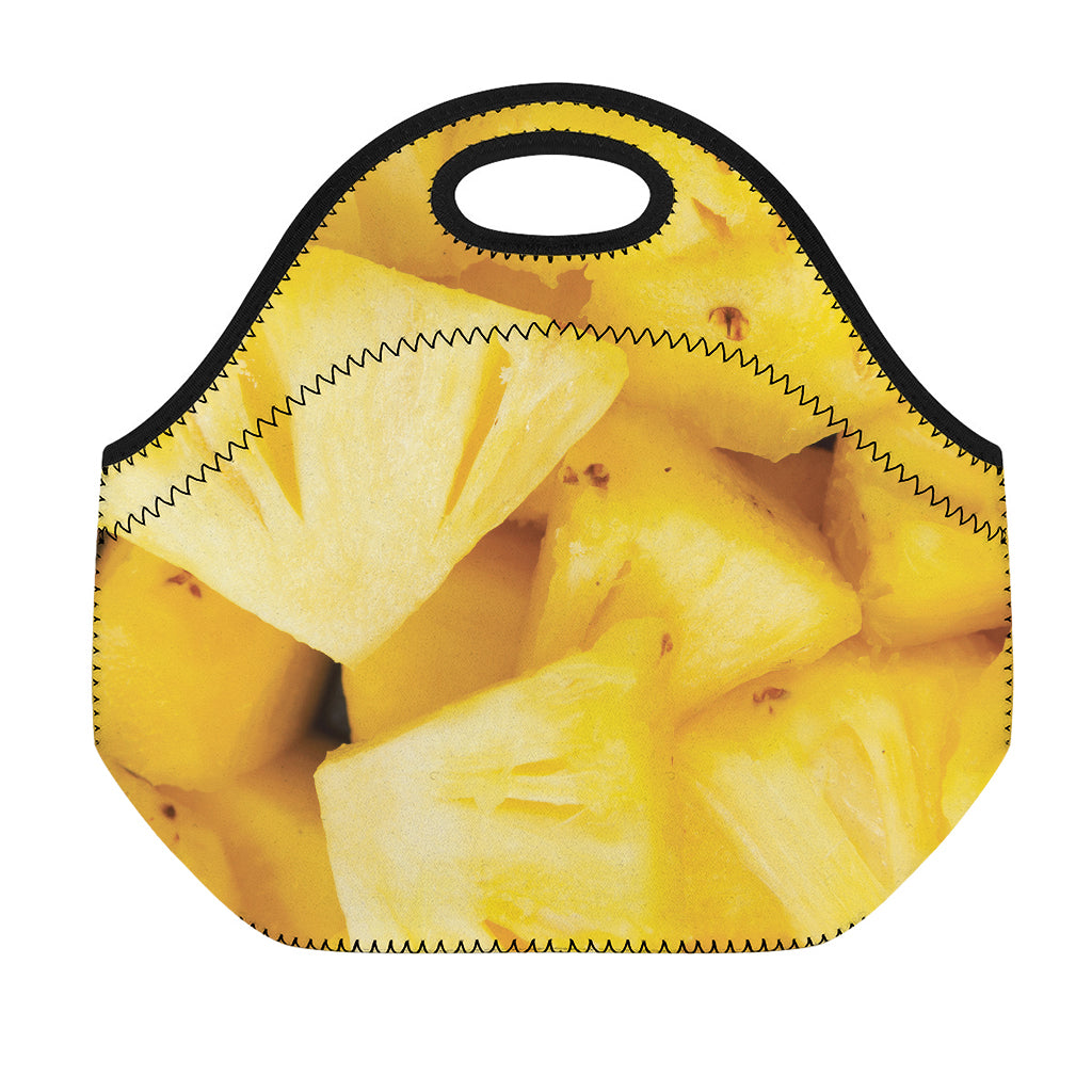 Yellow Pineapple Pieces Print Neoprene Lunch Bag