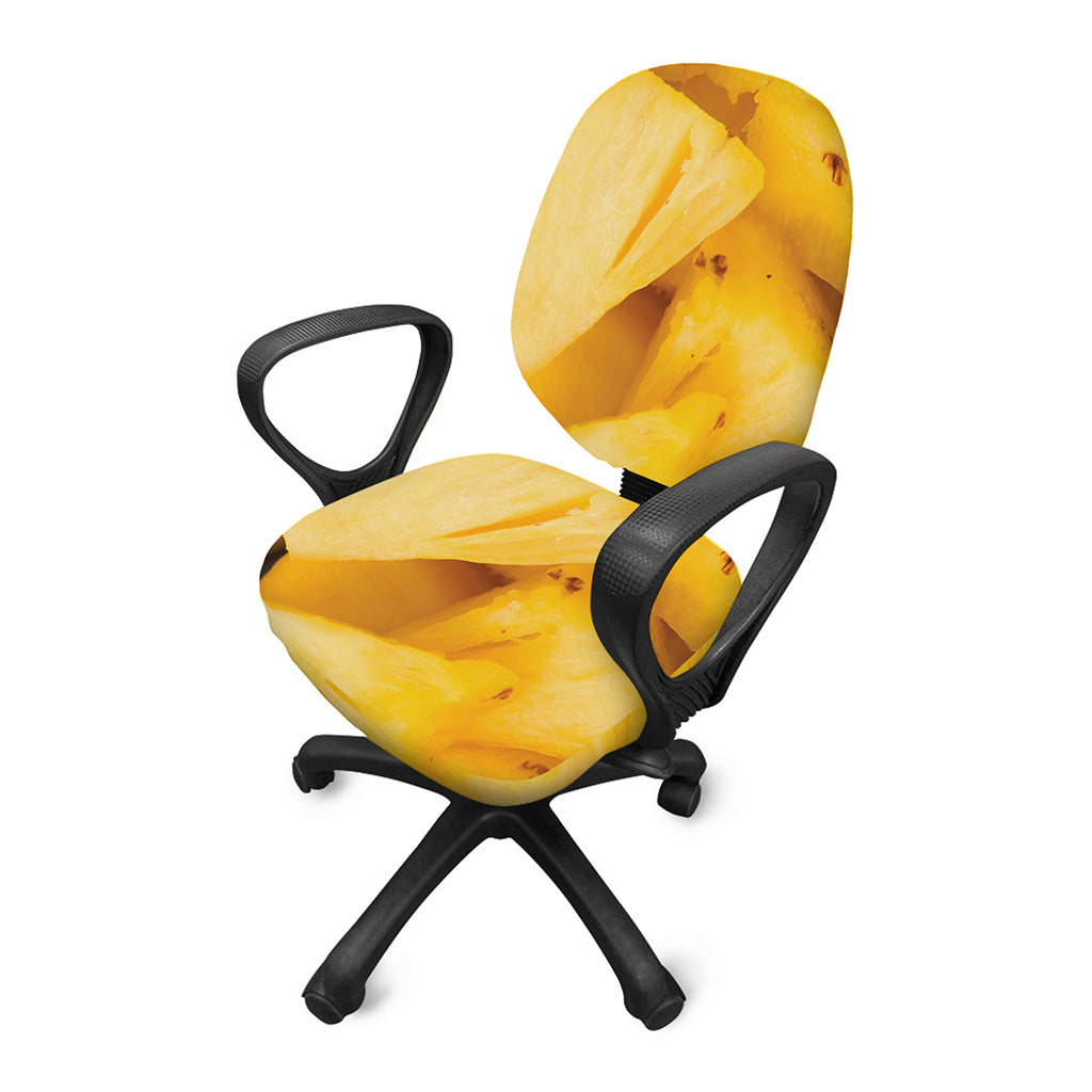 Yellow Pineapple Pieces Print Office Chair Cover
