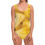 Yellow Pineapple Pieces Print One Piece Swimsuit