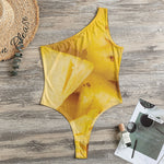 Yellow Pineapple Pieces Print One Shoulder Bodysuit