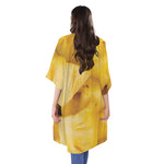 Yellow Pineapple Pieces Print Open Front Beach Cover Up