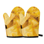 Yellow Pineapple Pieces Print Oven Mitts