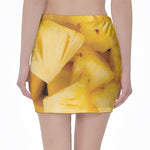 Yellow Pineapple Pieces Print Pencil Mini Skirt