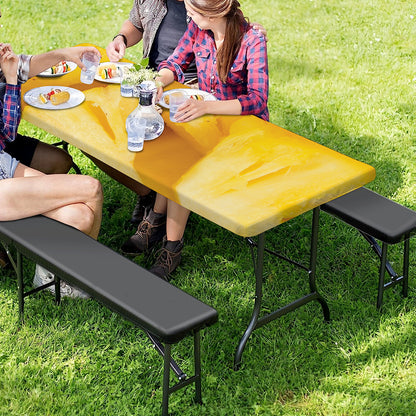 Yellow Pineapple Pieces Print Picnic Table Cover