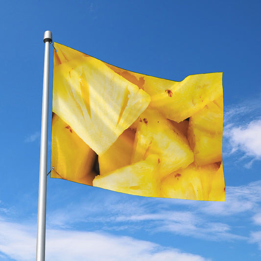 Yellow Pineapple Pieces Print Polyester Flag