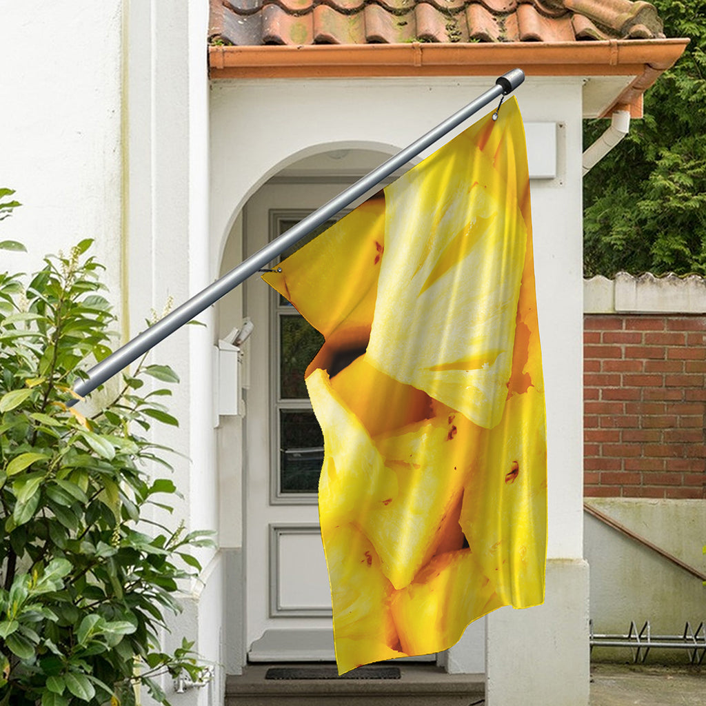 Yellow Pineapple Pieces Print Polyester Flag