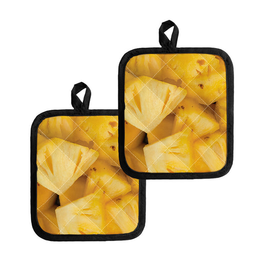 Yellow Pineapple Pieces Print Pot Holders