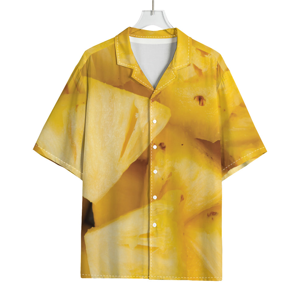 Yellow Pineapple Pieces Print Rayon Hawaiian Shirt