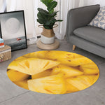 Yellow Pineapple Pieces Print Round Rug