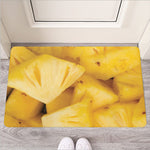Yellow Pineapple Pieces Print Rubber Doormat