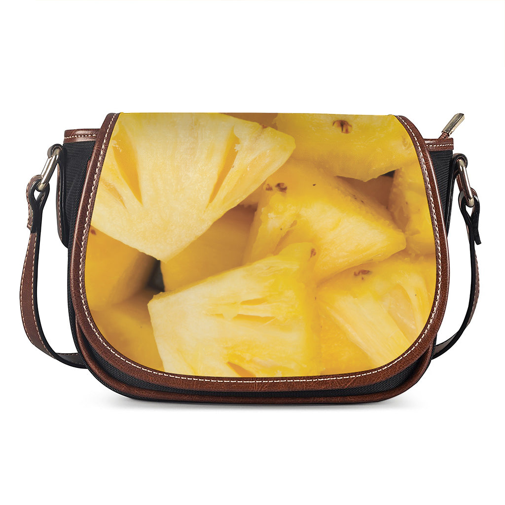 Yellow Pineapple Pieces Print Saddle Bag