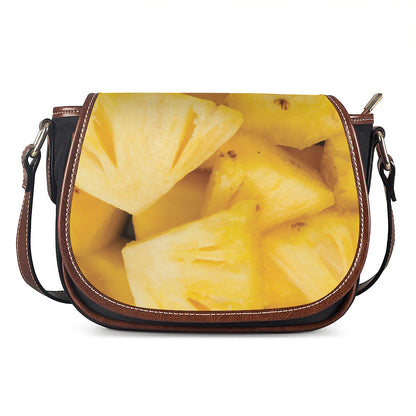 Yellow Pineapple Pieces Print Saddle Bag