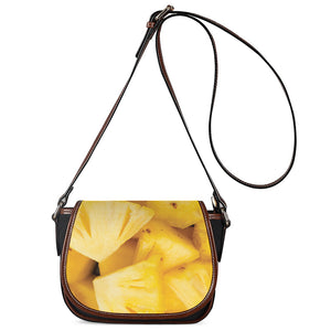 Yellow Pineapple Pieces Print Saddle Bag