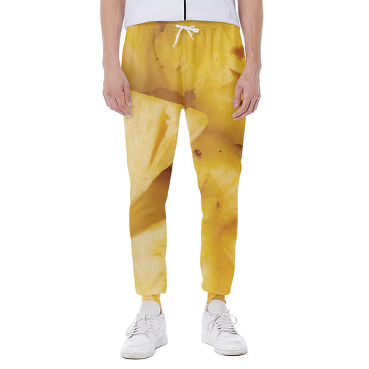 Yellow Pineapple Pieces Print Scuba Joggers