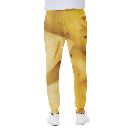 Yellow Pineapple Pieces Print Scuba Joggers