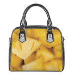 Yellow Pineapple Pieces Print Shoulder Handbag