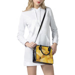 Yellow Pineapple Pieces Print Shoulder Handbag