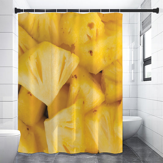 Yellow Pineapple Pieces Print Shower Curtain