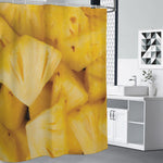 Yellow Pineapple Pieces Print Shower Curtain