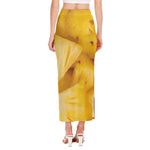 Yellow Pineapple Pieces Print Side Slit Maxi Skirt