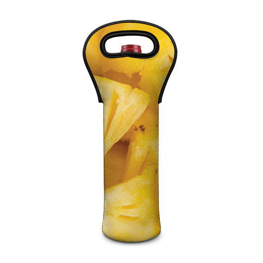 Yellow Pineapple Pieces Print Single Neoprene Wine Tote