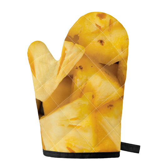 Yellow Pineapple Pieces Print Single Oven Mitt