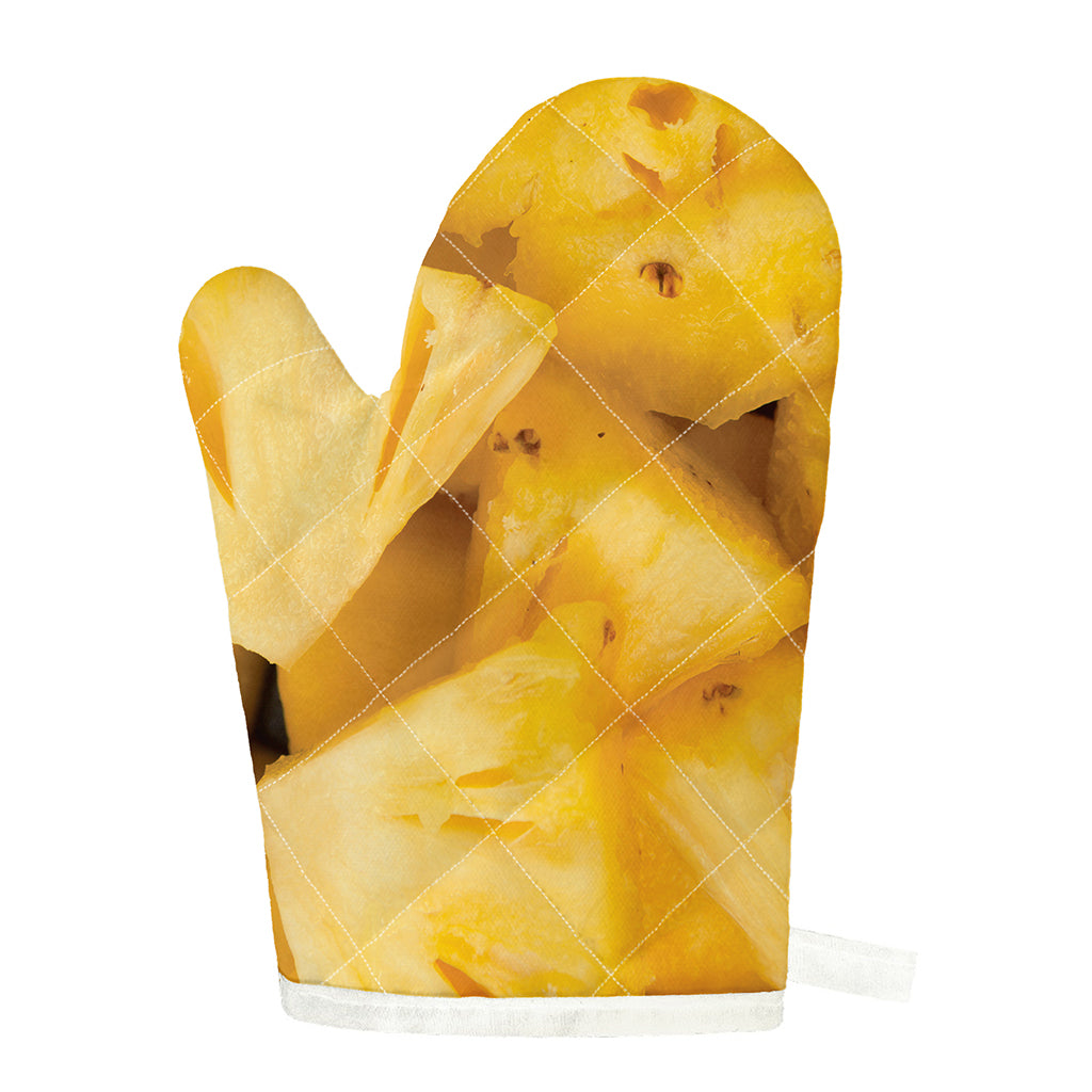 Yellow Pineapple Pieces Print Single Oven Mitt