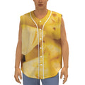 Yellow Pineapple Pieces Print Sleeveless Baseball Jersey