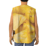 Yellow Pineapple Pieces Print Sleeveless Baseball Jersey