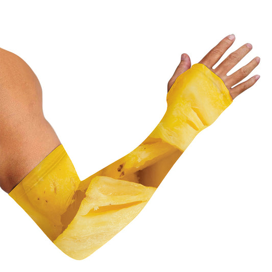 Yellow Pineapple Pieces Print Sun Protection Arm Sleeves
