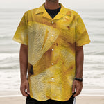 Yellow Pineapple Pieces Print Textured Short Sleeve Shirt