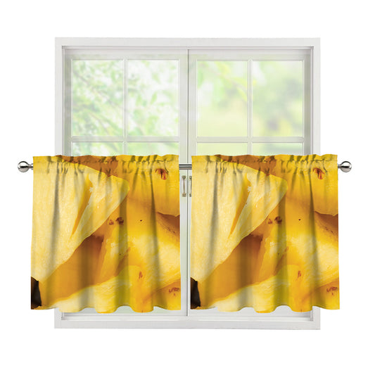 Yellow Pineapple Pieces Print Tier Curtains