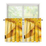 Yellow Pineapple Pieces Print Tier Curtains