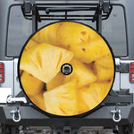 Yellow Pineapple Pieces Print Tire Cover With Camera Hole