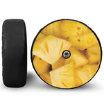 Yellow Pineapple Pieces Print Tire Cover With Camera Hole