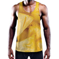 Yellow Pineapple Pieces Print Men's Workout Tank Top