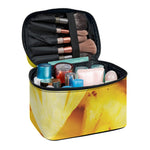 Yellow Pineapple Pieces Print Travel Makeup Bag