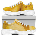 Yellow Pineapple Pieces Print White Chunky Shoes