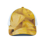 Yellow Pineapple Pieces Print White Mesh Trucker Cap