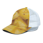 Yellow Pineapple Pieces Print White Mesh Trucker Cap