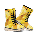 Yellow Pineapple Pieces Print Winter Boots