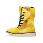 Yellow Pineapple Pieces Print Winter Boots