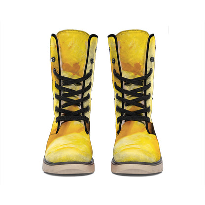 Yellow Pineapple Pieces Print Winter Boots