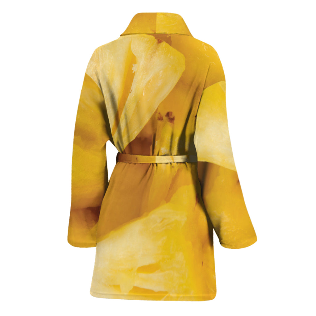 Yellow Pineapple Pieces Print Women's Bathrobe