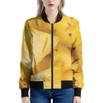 Yellow Pineapple Pieces Print Women's Bomber Jacket