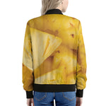 Yellow Pineapple Pieces Print Women's Bomber Jacket